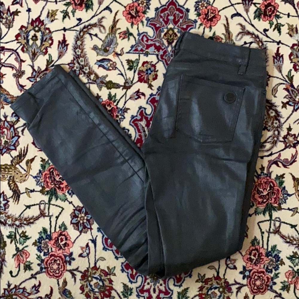 Tory Burch skinny jeans shiny black worn twice